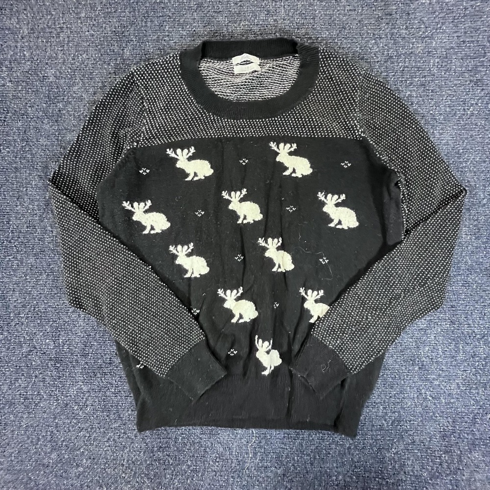 Wallace Sweater Womens Small Jackalope Animal Print Crewneck Pullover